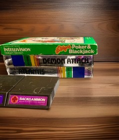 INTELLIVISION GAME LOT OF 11 / 8 BOXED /3 CARTS REVERSI/TRON SOLAR SAILER TESTED