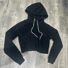 Wild Fable Black Cropped Hoodie Sweatshirt Drawstring Hood Size S