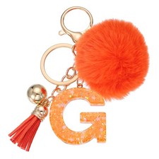 Alphabet Initial Letter Keychain Letter-G Cute Heart Resin Keyrings Orange