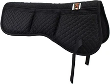 All Purpose Quilted Poly Cotton English Half Saddle Pad, Memory Foam Shims Black
