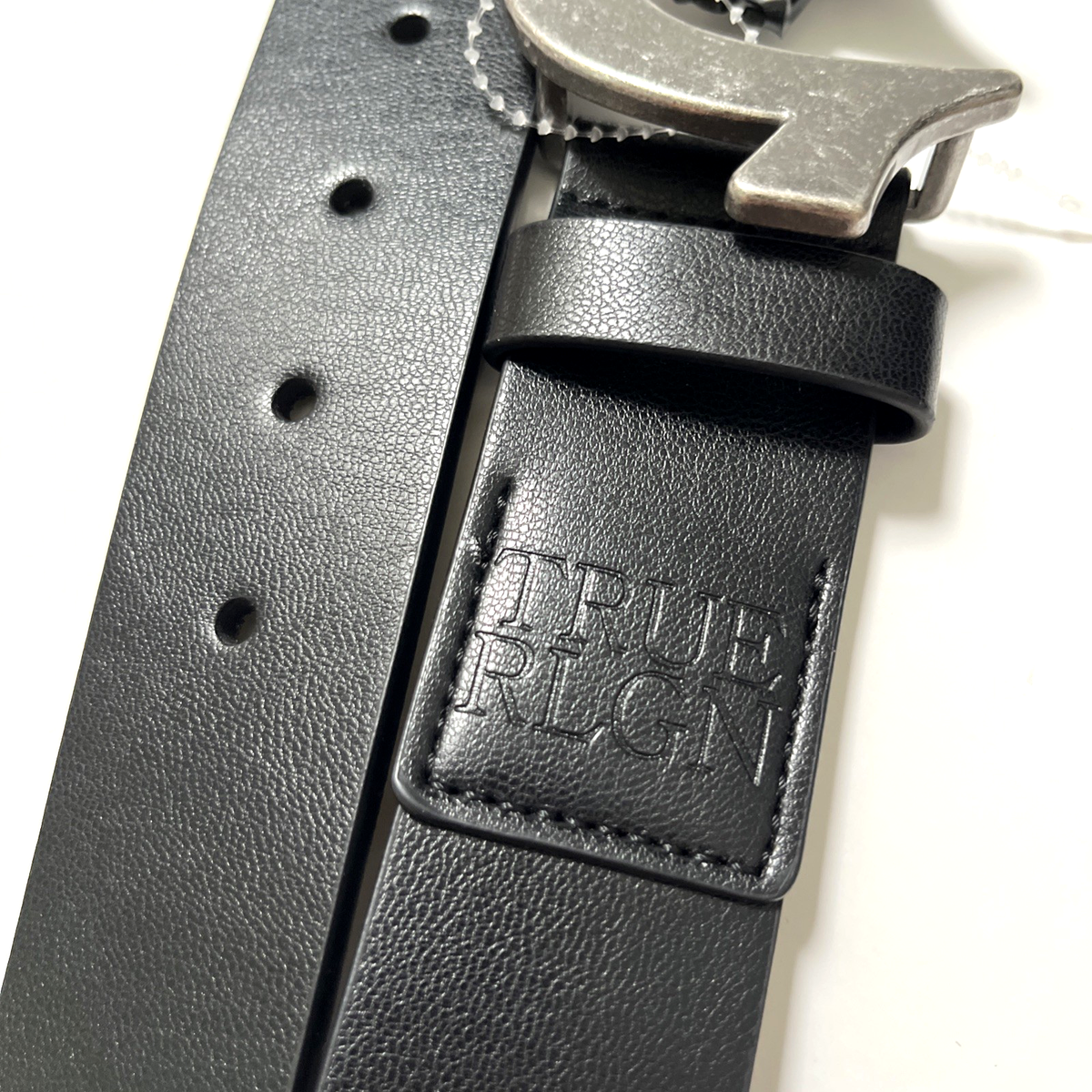 NWT True Religion Black Whipstitched Belt w/Silver Horseshoe Buckle True Religion Women main image 2