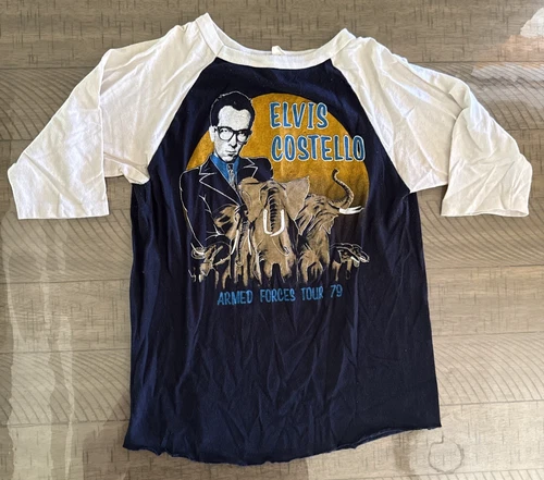 Elvis Costello Armed Forces Tour Concert T-Shirt Raglan 1970s vintage concert t-shirt, vintage, size L, single stitch, B+ condition