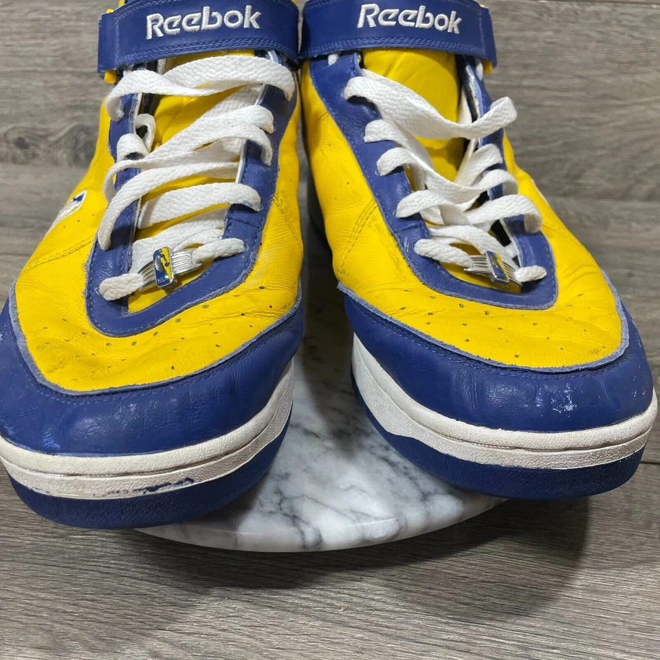 Zapatos de baloncesto de colección Reebok para hombre 14 amarillos con cordones correa D'Funkk Lakers 2004 Foto 4 de 4