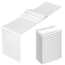 30 Pack Satin White Table Runners Bulk, 12x108 Inch Long Table Runner Smooth ...