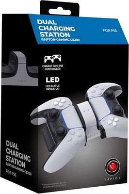 Raptor Gaming RG-CS200 Dual Ladestation - Weiß Für PS5 Controller Neu