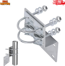 Heavy Duty Antenna Pole Mount Bracket Double U-Bolt V-Jaw Clamp Outdoor Mast Kit