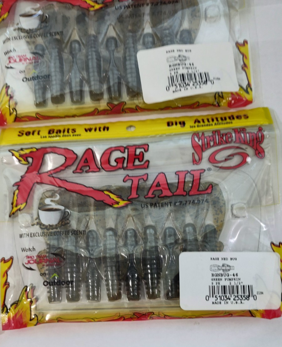 5 pkg Strike King Rage Ned Bug 2.5" Ned Rig Green Pumpkin Creature Bass Bait - Image 2