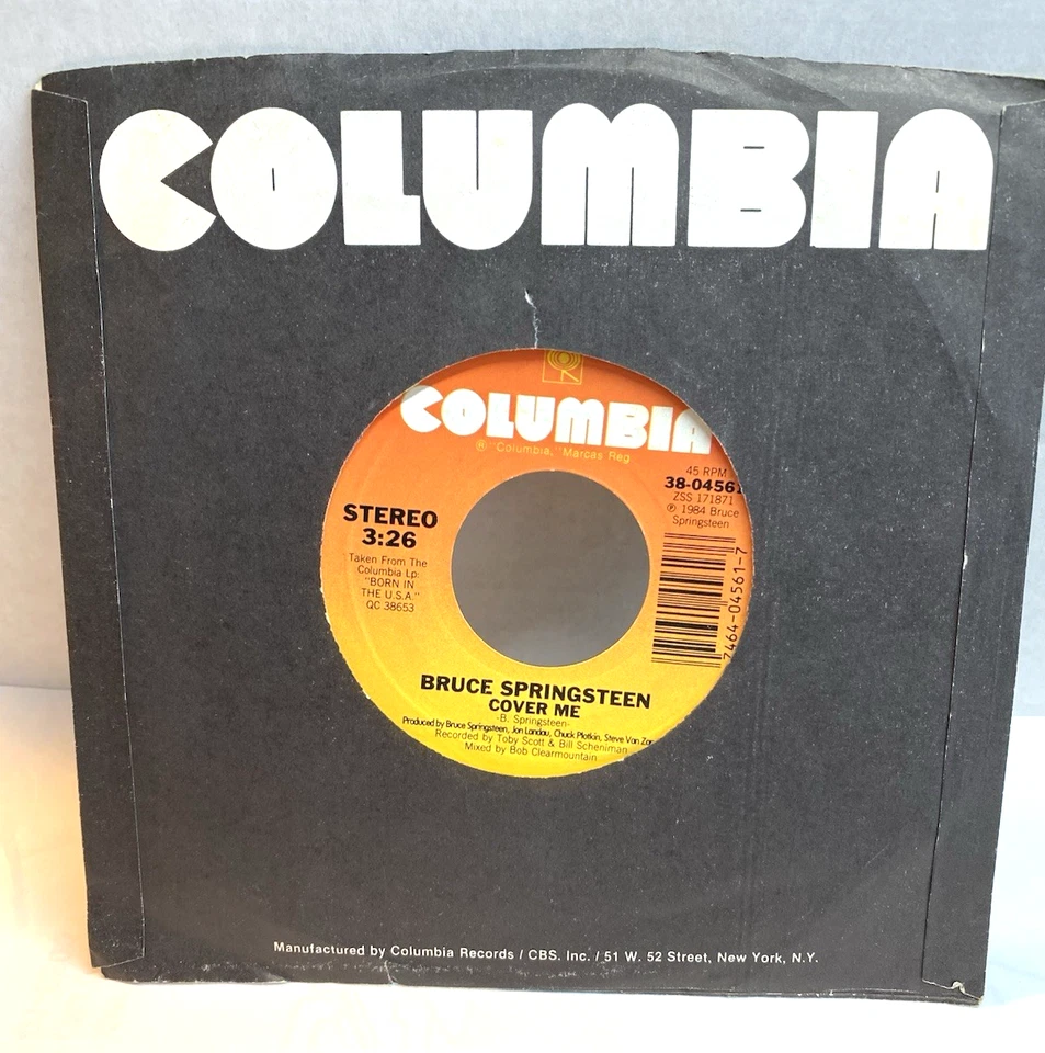 Bruce Springsteen 45 RPM - Cover Me / Jersey Girl with Sleeve - Colombia Records - Image 2 of 4