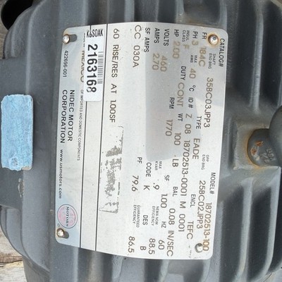 Nidec Motor Corporation 25BC03JPJ3 2HP 460V 3 Phase TEFC 1770 RPM Motor