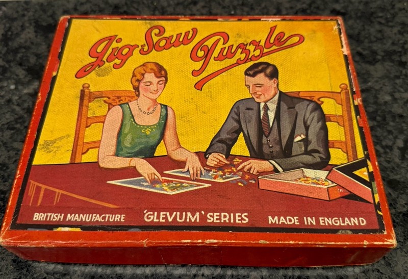 Antique Wood 1920s Jigsaw Puzzle. Glevum Series. Made In England. 75pc. Complete