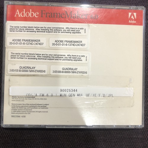 Adobe Frame Maker 6.0 Cd Rom 2 Cd Set - Picture 4 of 4