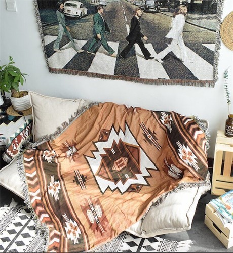 Large Indian Tribal Navajo Decorative Blanket Aztec Camping Picnic Beach Rug - Bild 4 von 36