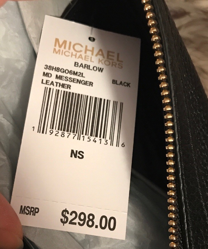 NWT Michael Kors Barlow Black Pebbled Leather Medium Messenger Bag