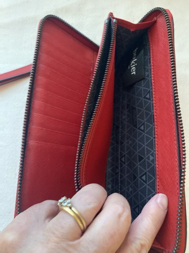 Botkier New York Wallet Clutch Red Pink Leather Organizer Wristlet Purse - Picture 7 of 14