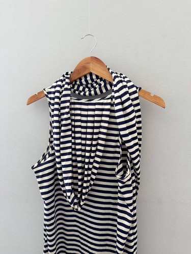 Jean Paul Gaultier for Target Draped Navy Striped Dress Sash Attached SIZE L - Picture 7 of 7