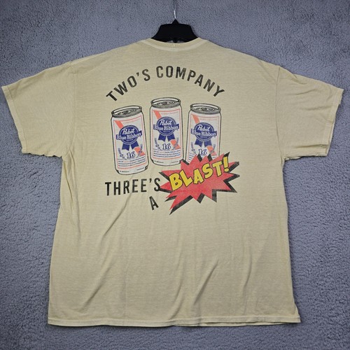 PBR Pabst Blue Ribbon SHIRT MENS EXTRA LARGE XL YELLOW Beer Retro Distressed NWT - Picture 13 of 15