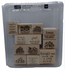 Stampin Up Loads of Love Accessories 12 Piece Rubber Stamp Kit Mounted Sayings