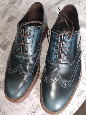 Navy leather wingtip boots FERRAGAMO Men main image 4