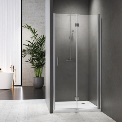 NANO ESG Glas Nischentür Nische Falttür Duschabtrennung Duschkabine 195 cm