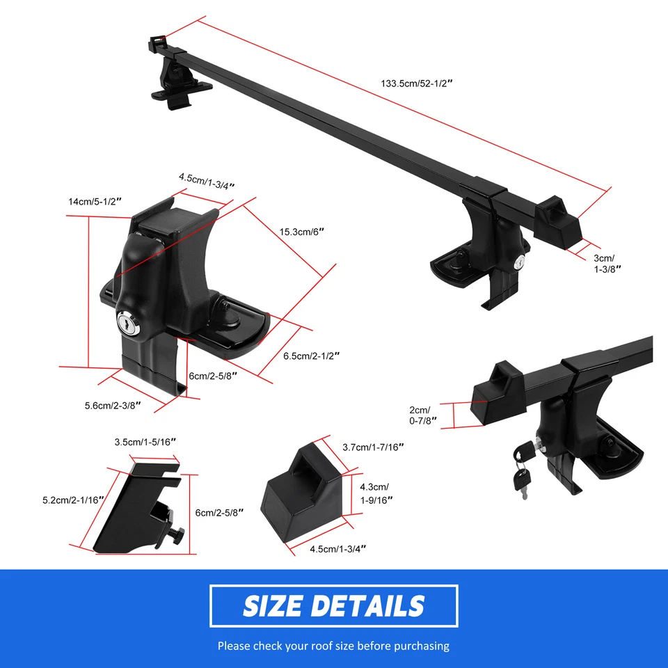 Portaequipajes barra transversal portaequipajes con cerradura para techo superior de auto Scion xD 2008-2014 54" Foto 2 de 4