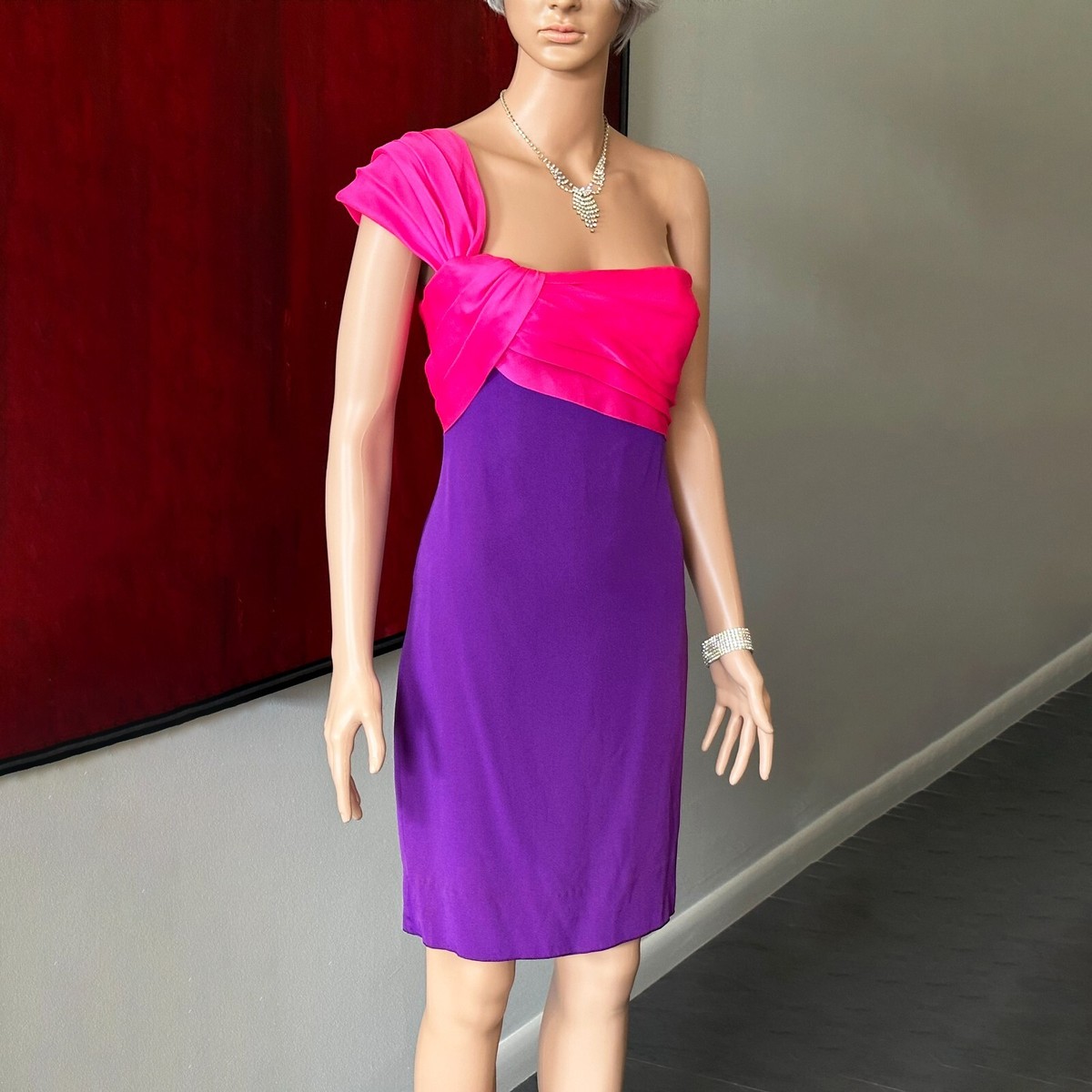 vintage LANVIN one shoulder silk taffeta dress Made in