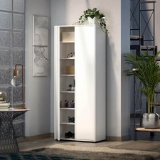 Universal Multi-Use White Gloss Tall 2 Door Storage Utility Cupboard Cabinet