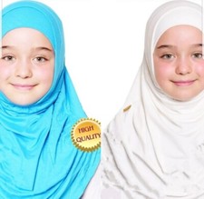 Kinder Hijab Mädchen 30 Farben Amira Fertig Kopftuch 2-teilig Bonnet Bone Niqap