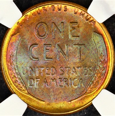 Download Toned NGC MS66 RB 1956 P Lincoln Wheat Cent 1c Mint Set Rainbow Color PQ | eBay