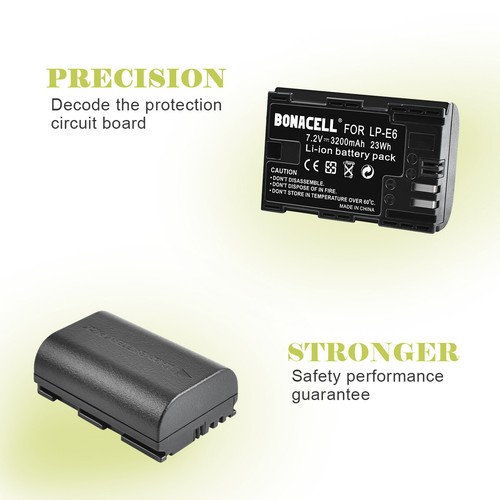 2x 3200mAh LP-E6 Battery for Canon EOS 5D Mark II III 6D 7D 60D 70D 80D Camera - Picture 5 of 10