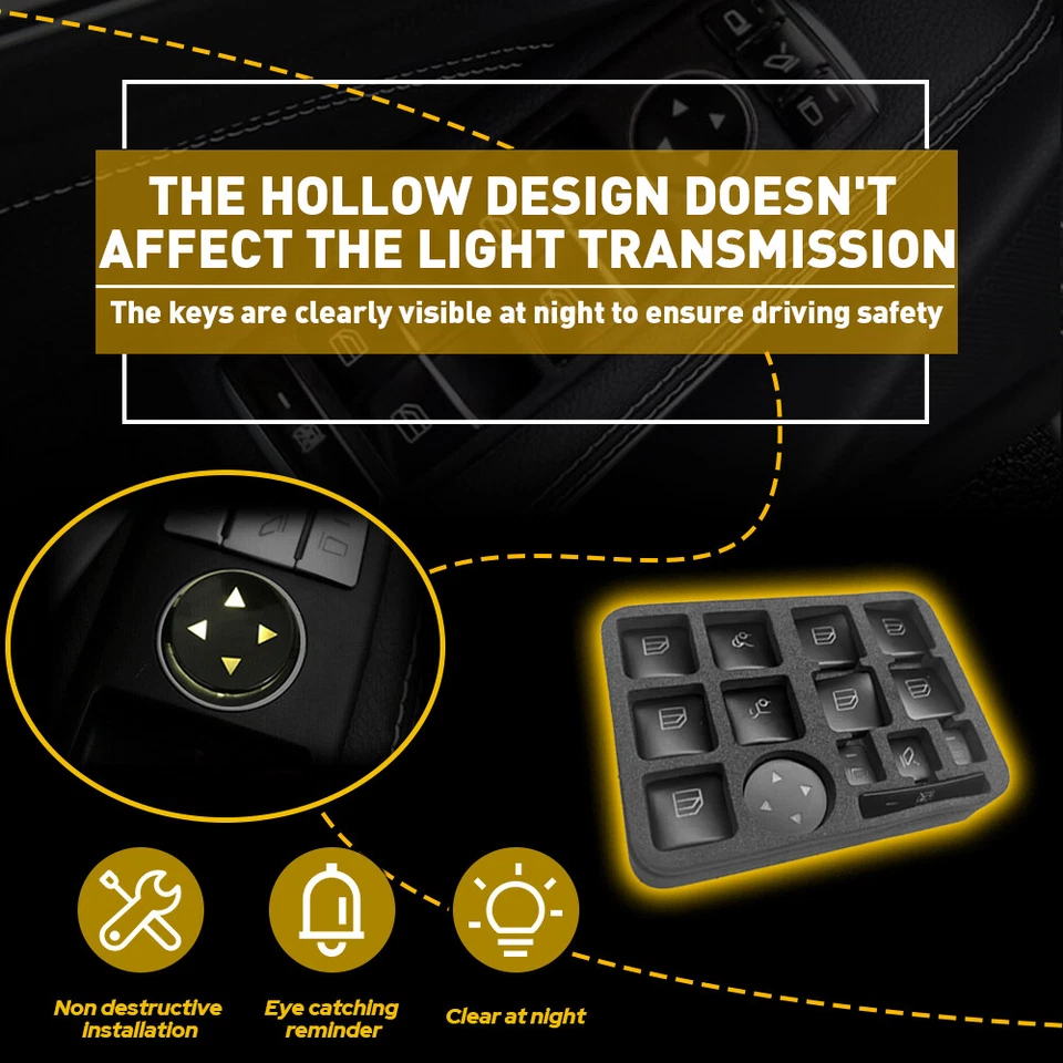 For Mercedes-Benz E350 2010-2015 Inner Door Window Switch Button 14pc Cover Trim - Image 2 of 4