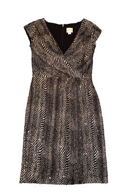 Reiss Women's Black/Gold Aida Sequined Bodycon Evening V-Neck Dress Size 4  | eBay