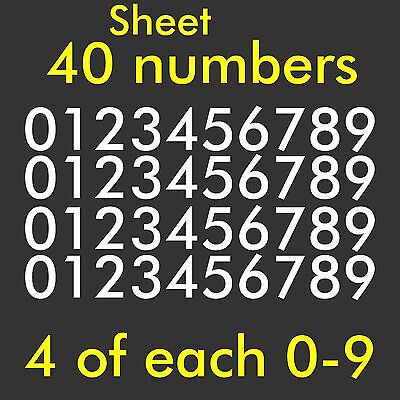 Sheet 0-9 Numbers Vinyl Sticker Decal Window Mailbox Door  Set of 40 