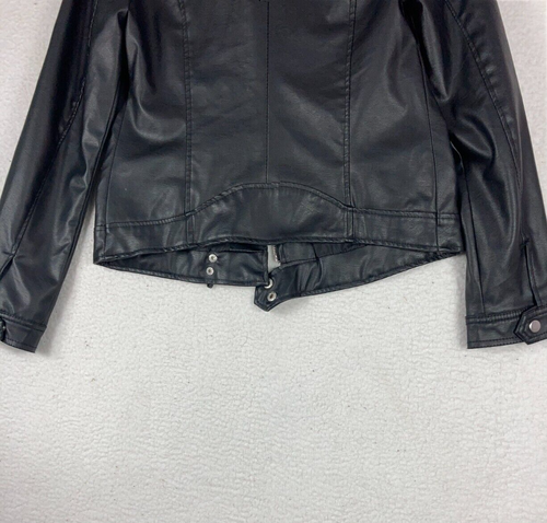 New Look Damengröße Medium schwarz Kunstleder Moto Biker kurz geschnitten Reißverschluss Jacke - Bild 8 von 11