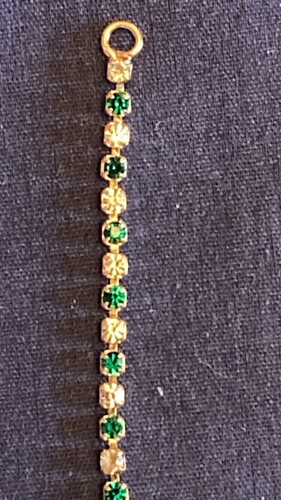 Vintage Gold Tone Emerald And Clear CZ Stones Tennis Bracelet 7.5” Length - Picture 6 of 14