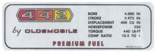 442 Valve Cover Premium Fuel Decal For 1967 Oldsmobile 442 And Cutlass Models 442 Valve Cover Premium Fuel Decal For 1967 Oldsmobile 442 And Cutlass Models