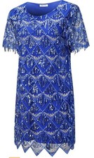NWT Sequins Women's Fringe 1920 Short Prom Dress Art Deco Cocktail VVMCURVE Sm