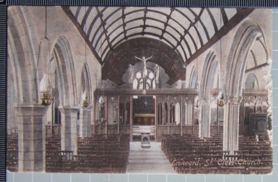 Alte Postkarte Liskeard St. Cleer Kircheninnenraum