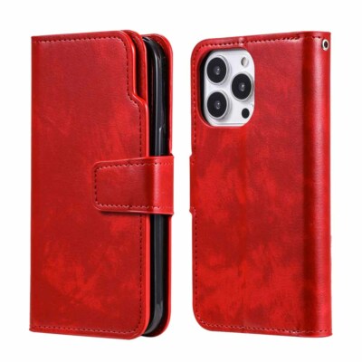 For iPhone 13 12 11 Pro Max XR SE 8 7 6s Wallet Card Holder Leather Case Cover