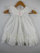 Vtg 80s 90s Bryan Frilly Dress Girls 5 White Polka Dot Ruffle Lace Sleeveless
