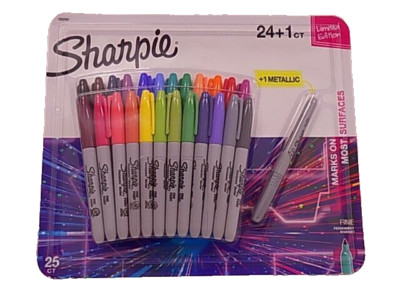 Sharpie 24+1 Bonus Pack Fine Point Permanent Markers Plus Bonus Metalic Marker