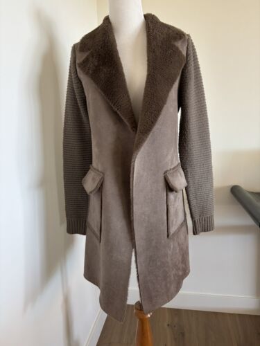 Anthropologie Ultra Suede Faux Fur Collar Coat Sz SMALL EXCELLENT COND - Picture 2 of 15