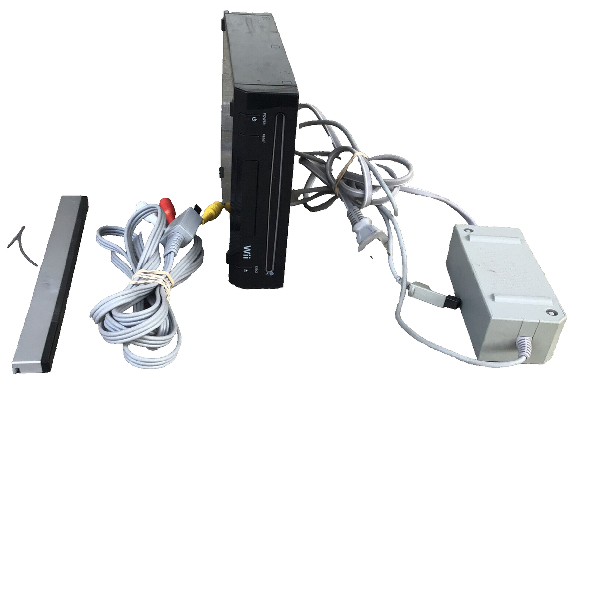 Nintendo Wii Black Console RVL-101 with Sensor Bar & Cables