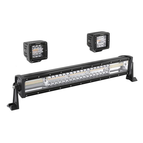 Auxbeam 22" + 3" LED Light Bar 6 Modes Amber White Strobe Spot Flood Fog Lights - Picture 11 of 12