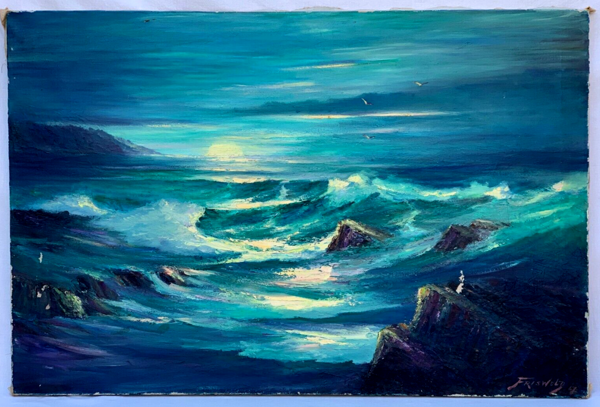 【P50号】good blue(cave) 油絵 oil painting P50号】good blue(cave) 油絵 oil painting