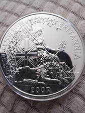 2007 Royal Mint Queen Elizabeth Britannia 958 Silver Coin In Capsule.