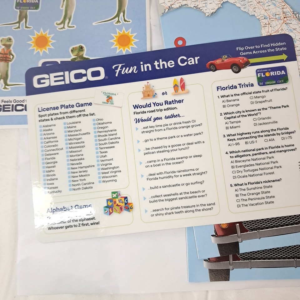 Geico auto insurance stickers sticker sheet fun in the car game glove ...