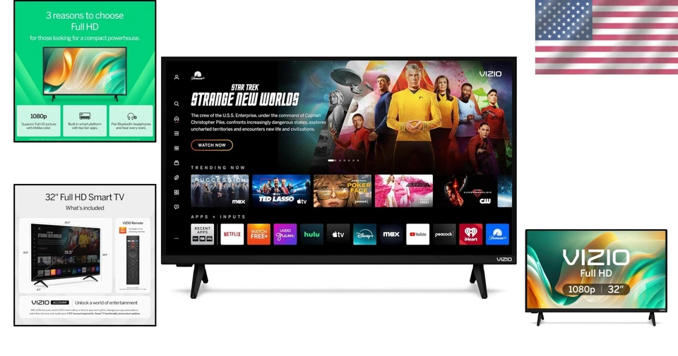 Vizio 32" Full HD Smart TV, Alexa Compatibility, Google Cast - Image 2 of 4
