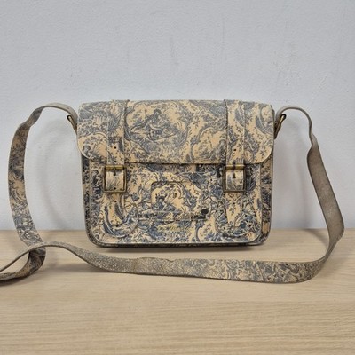 Dr Martens 11'' Leather Satchel Toile de Jouy Blue White Graffiti Print Bag Rare