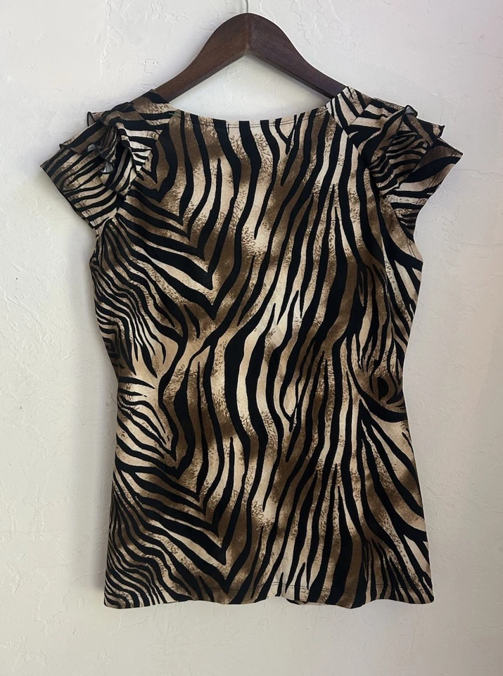 Top Babydoll Suzie Vintage Años 90 Y2K L Estampado Animal Tigre Hada Grunge Volantes Foto 2 de 4