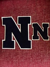 2 VINTAGE BLAU & WEISS MONOGRAMM HIGH SCHOOL COLLEGE LETTERMAN N PATCHES EC